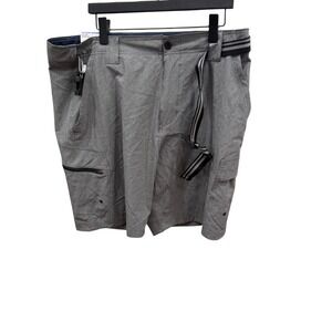 Denali Mens Stretch Hybrid Cargo Shorts Heather Grey Belted Size 38 D427754S